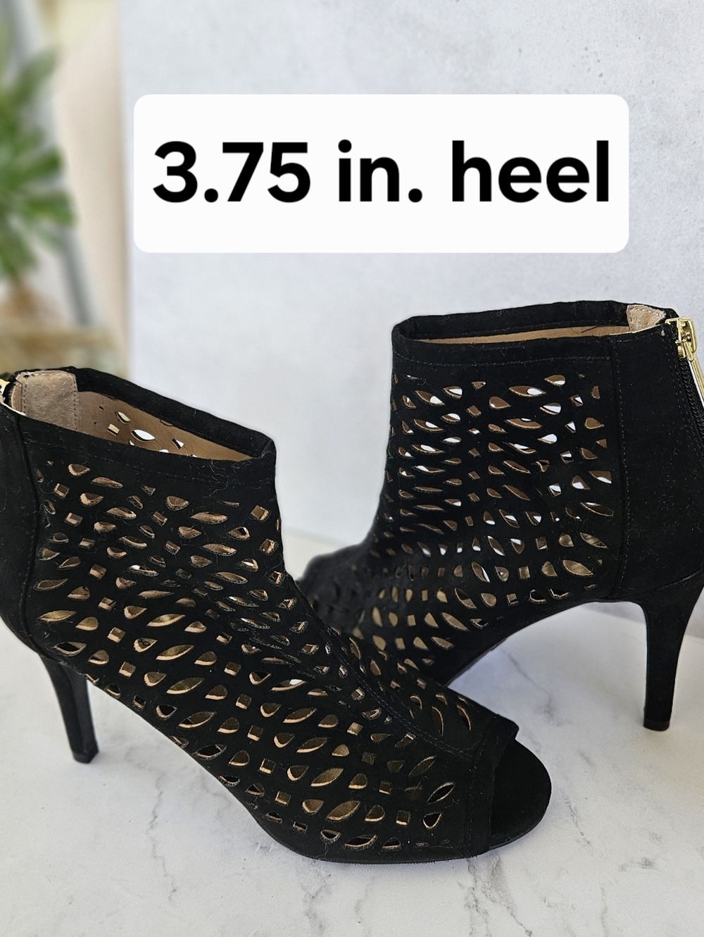 Thalia Sodi Black Cutout Peep-Toe Ankle Booties - Women